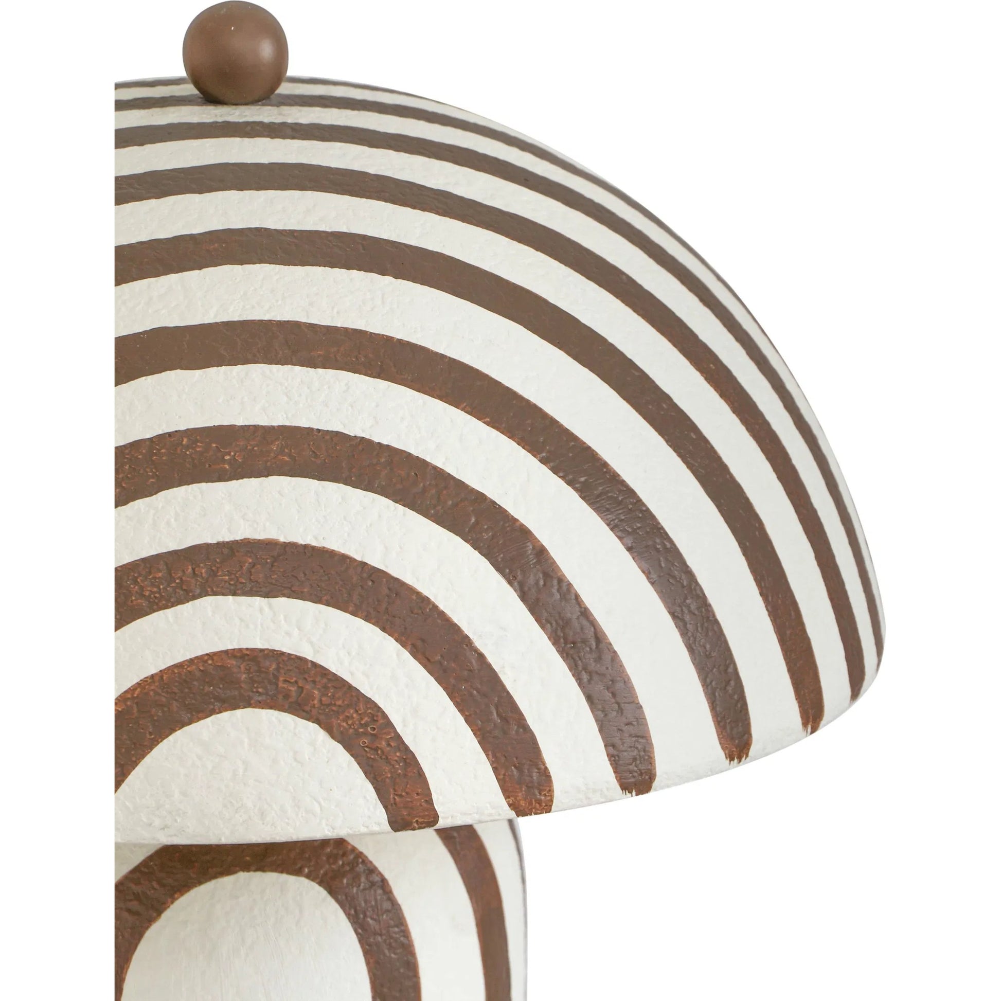 Maiori Striped Table Lamp by TOV Furniture in brown stripes. Made from iron, papier mache in a rustic style.