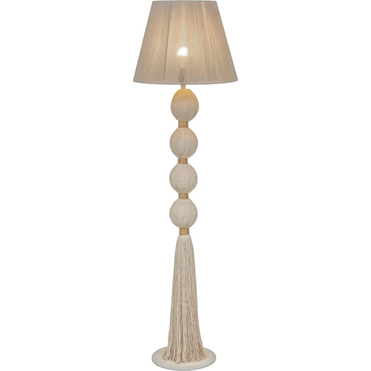 Samba Floor Lamp by TOV Furniture in white. Made from cotton, iron in a rustic style.
