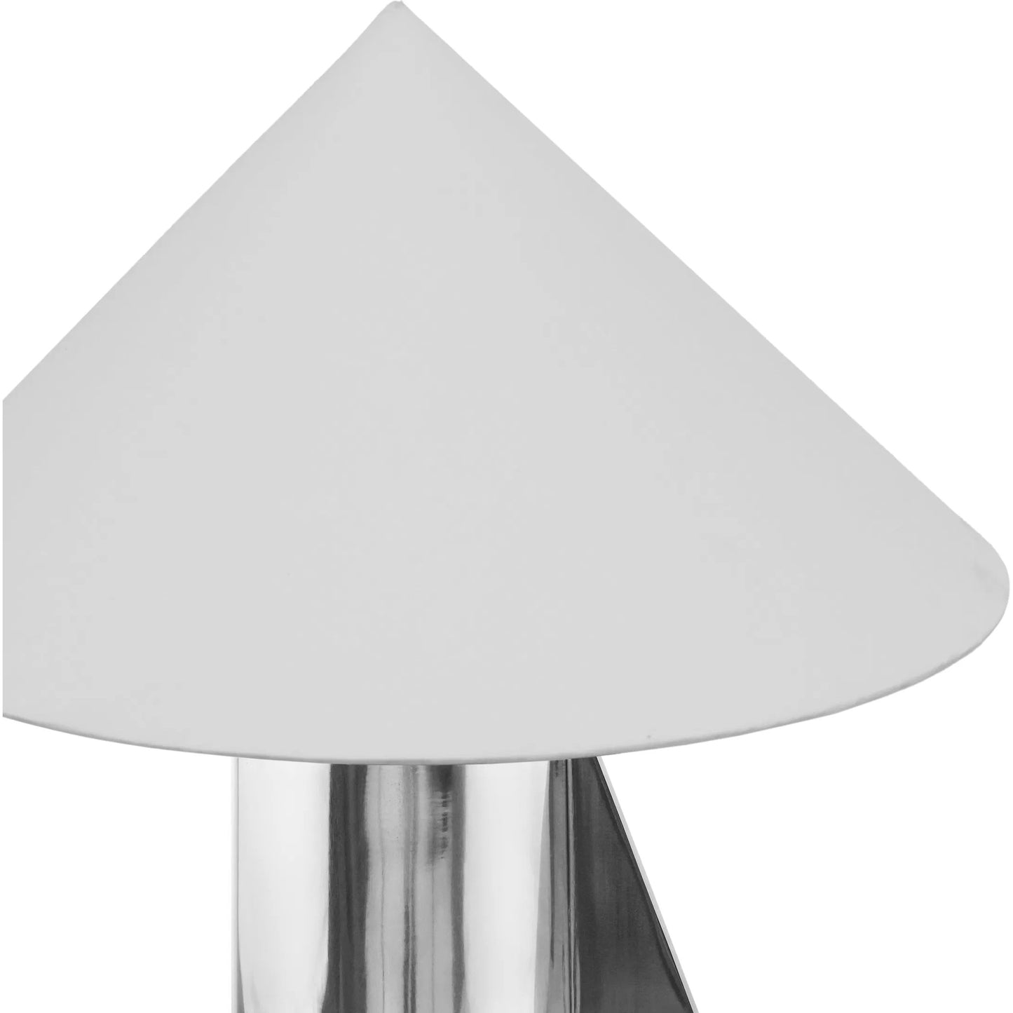 001 SI-2532651 | Closeup | Geo Angled Table Lamp by TOV Furniture in chrome. Made from cotton, stainless steel in a unique style.