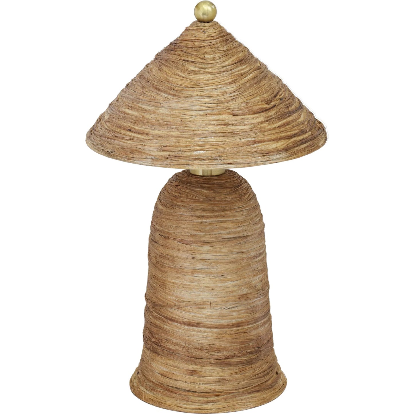 000 SI-2527393 | Primary Silo | Coco Natural Coconut Fiber Pointed Table Lamp by TOV Furniture in gold, natural. Made from coconut fiber, iron in a unique style.