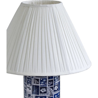 Stamp Pleated Table Lamp by TOV Furniture in blue, white. Made from cotton, iron in a unique style.