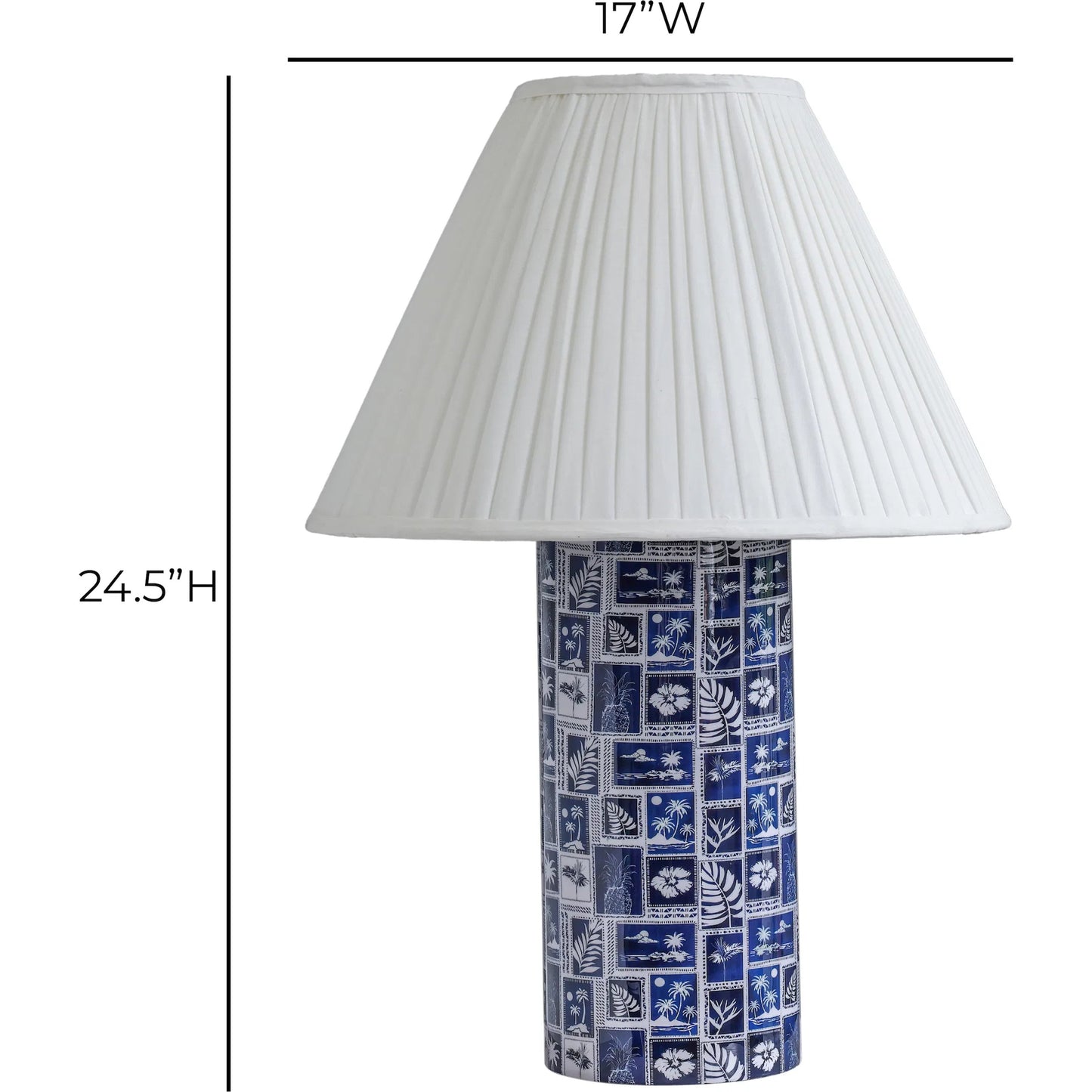 002 SI-2527450 | Additional Silo | Stamp Pleated Table Lamp by TOV Furniture in blue, white. Made from cotton, iron in a unique style.