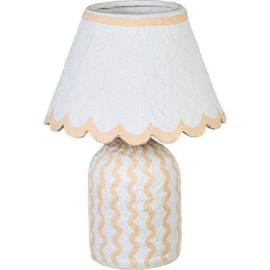 Blum Scalloped Table Lamp by TOV Furniture. Made from cotton mache, steel in a unique style.