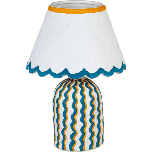 Blum Scalloped Table Lamp by TOV Furniture. Made from cotton mache, steel in a unique style.