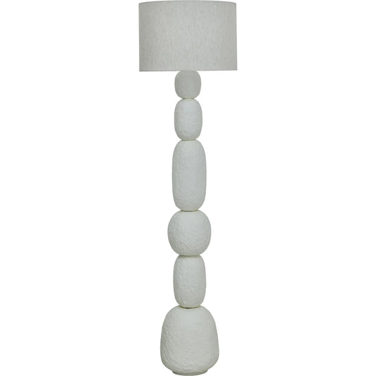 Pebble Floor Lamp by TOV Furniture in cream. Made from linen, papier mache, steel in a unique style.