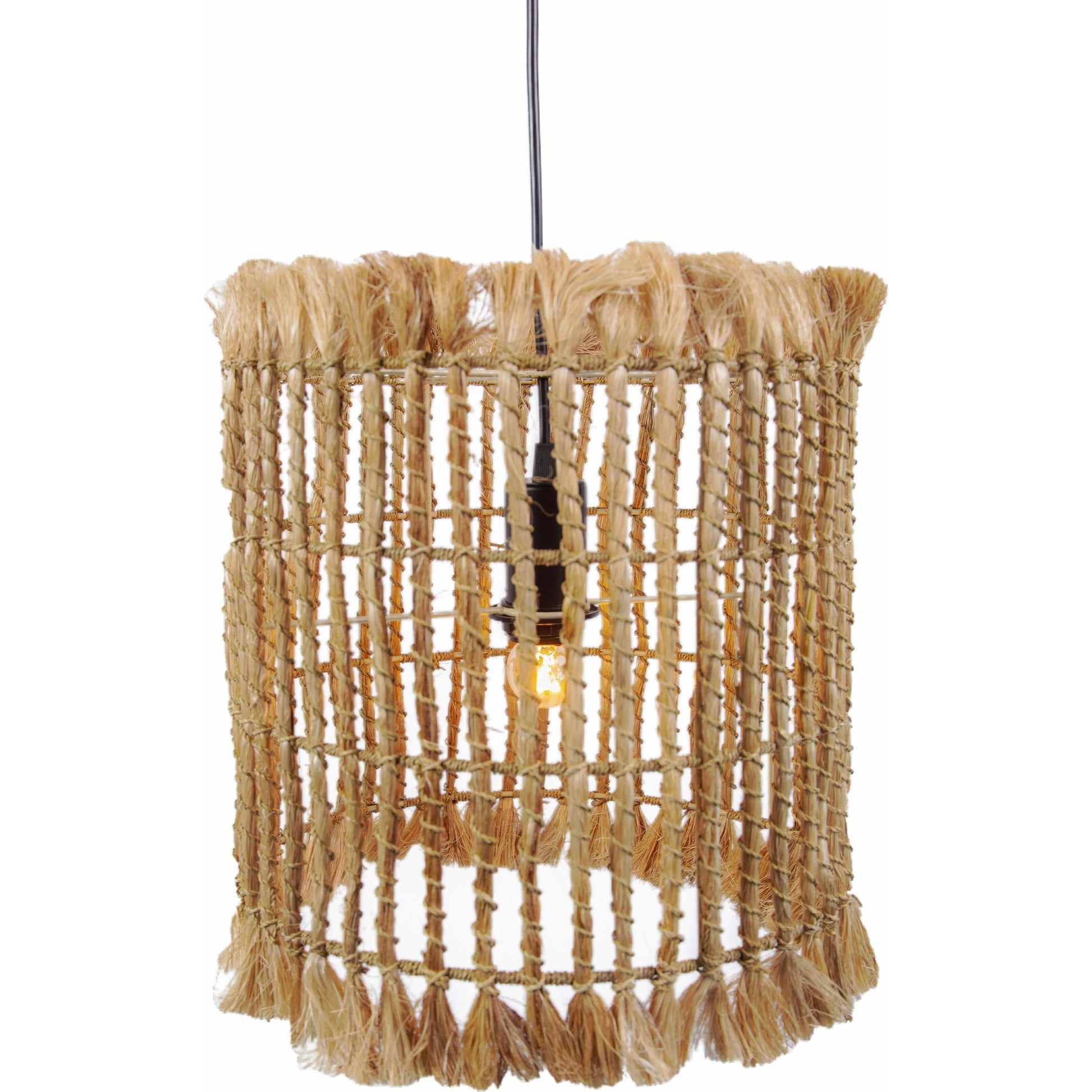 Kahuzi Pendant Lamp by TOV Furniture in natural. Made from abaca in a eclectic & global style.