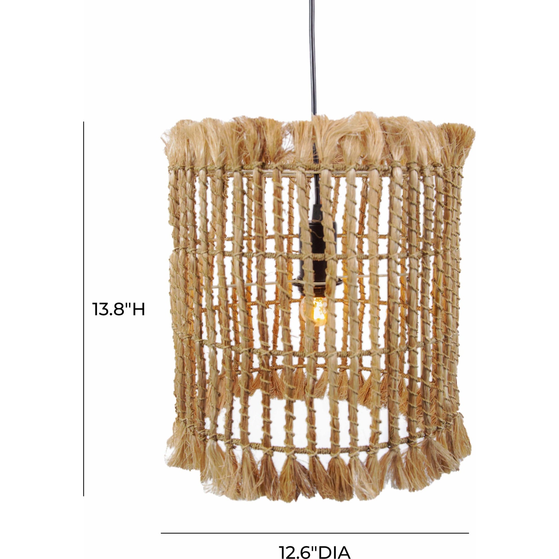 Kahuzi Pendant Lamp by TOV Furniture in natural. Made from abaca in a eclectic & global style.