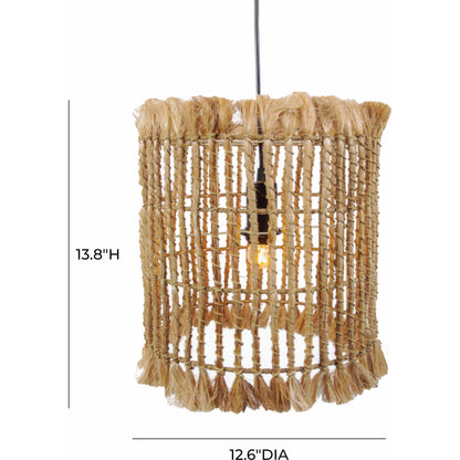Kahuzi Pendant Lamp by TOV Furniture in natural. Made from abaca in a eclectic & global style.