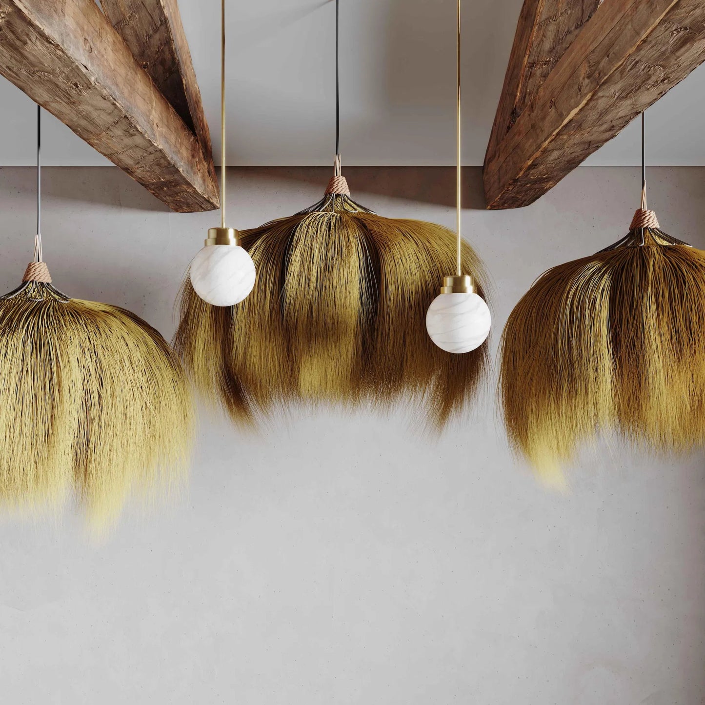 008 SI-1787256 | Lifestyle | Serengeti Outdoor Pendant Lamp by TOV Furniture in natural. Made from rayung grass in a eclectic & global style.