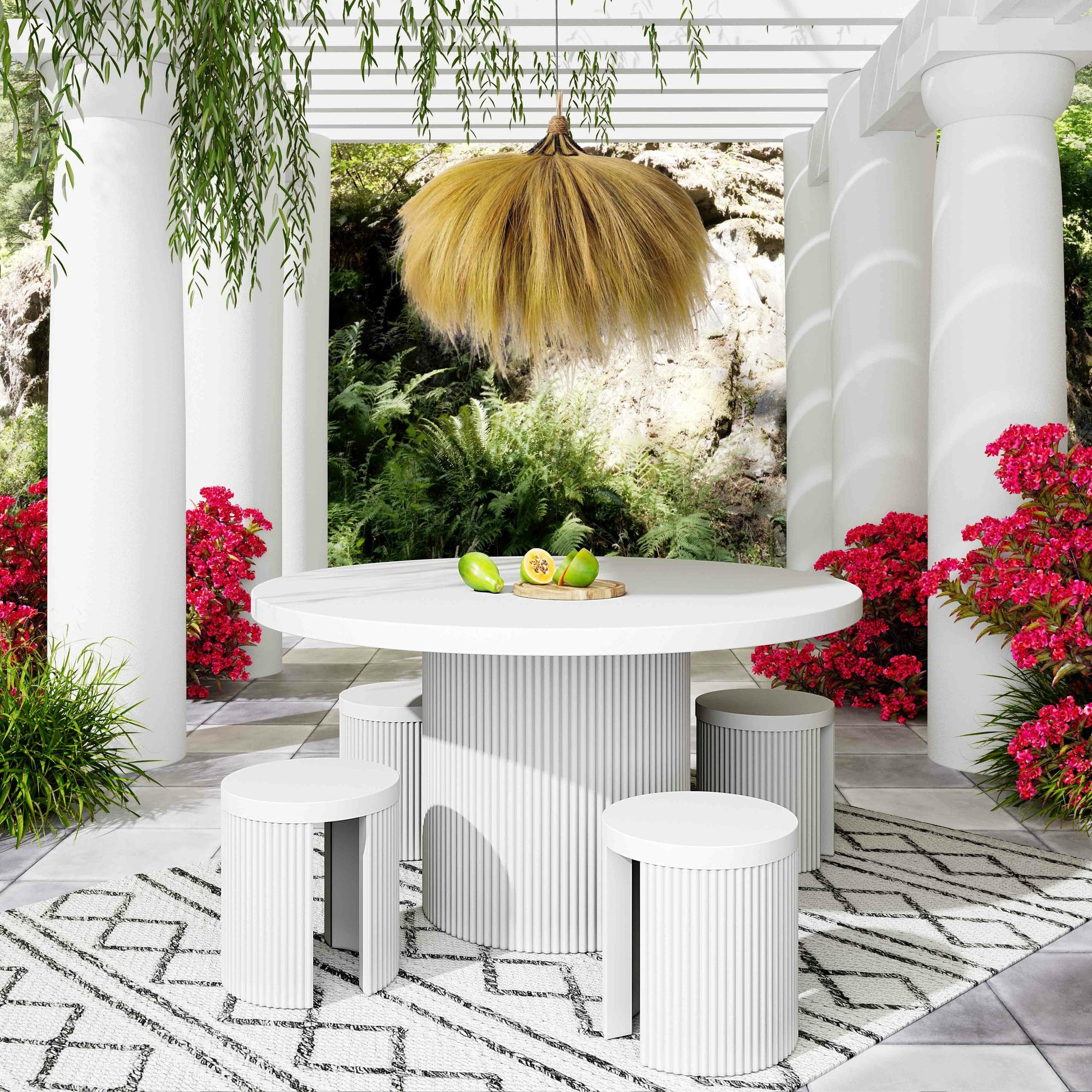 Serengeti Outdoor Pendant Lamp by TOV Furniture in natural. Made from rayung grass in a eclectic & global style.