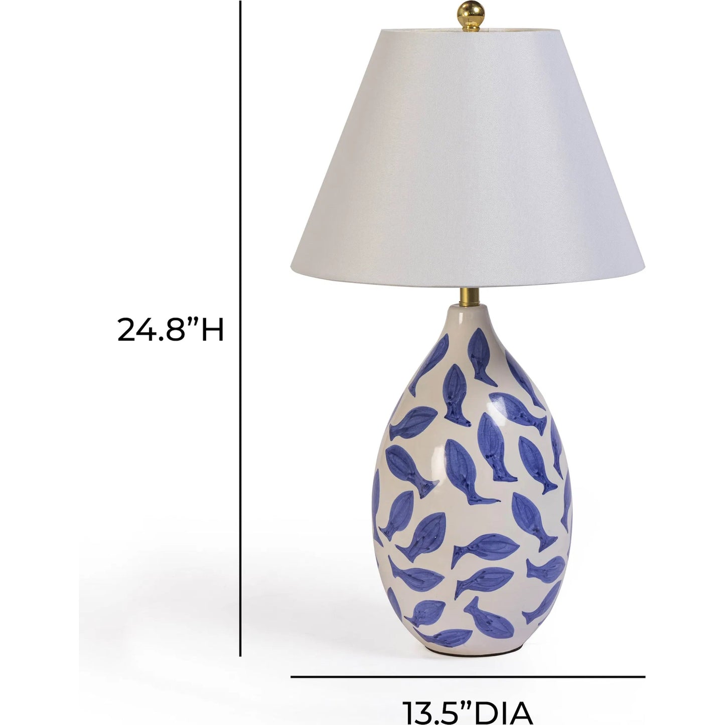 002 SI-2532695 | Additional Silo | Sardine Table Lamp by TOV Furniture in blue, white. Made from ceramic, fabric, metal in a unique style.