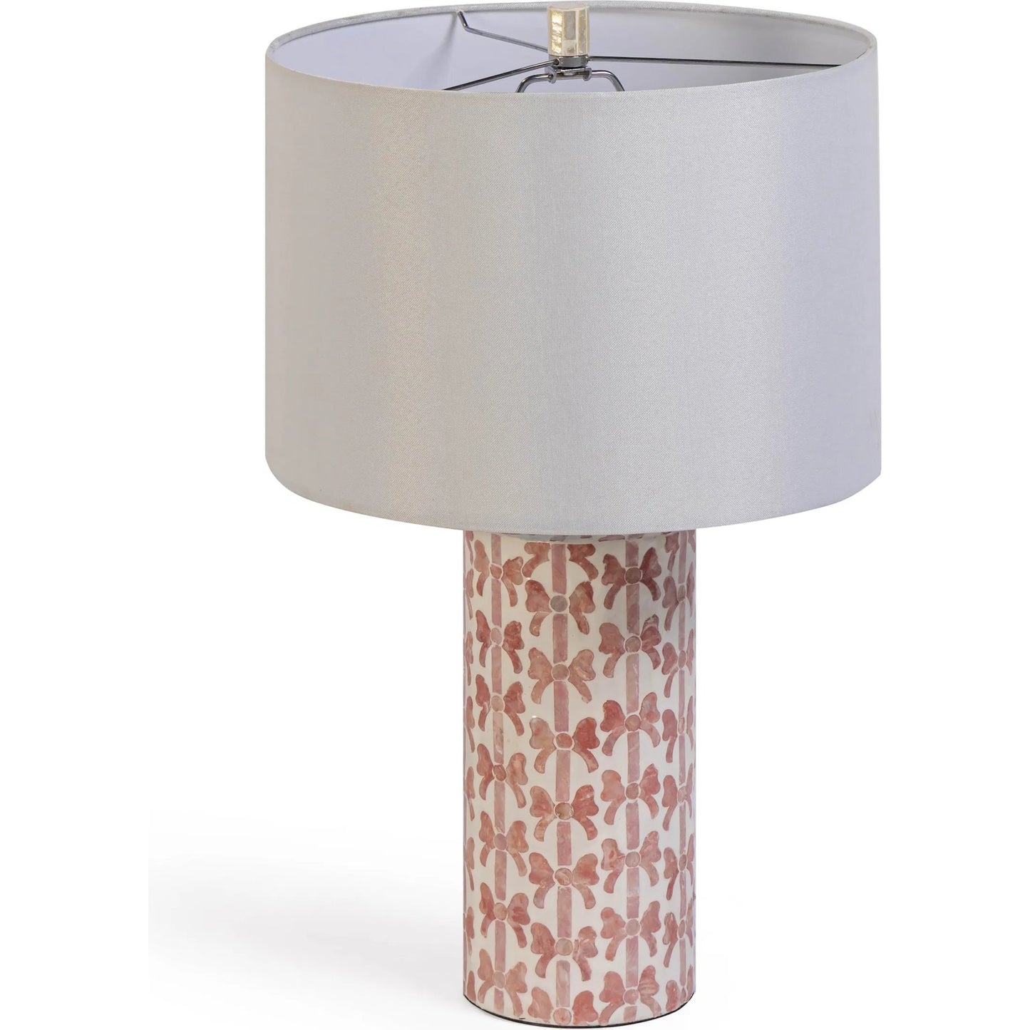 001 SI-2532665 | Additional Silo | Lassy Ribbon Capiz Table Lamp by TOV Furniture in pink. Made from fabric, mdf, metal, shell in a unique style.