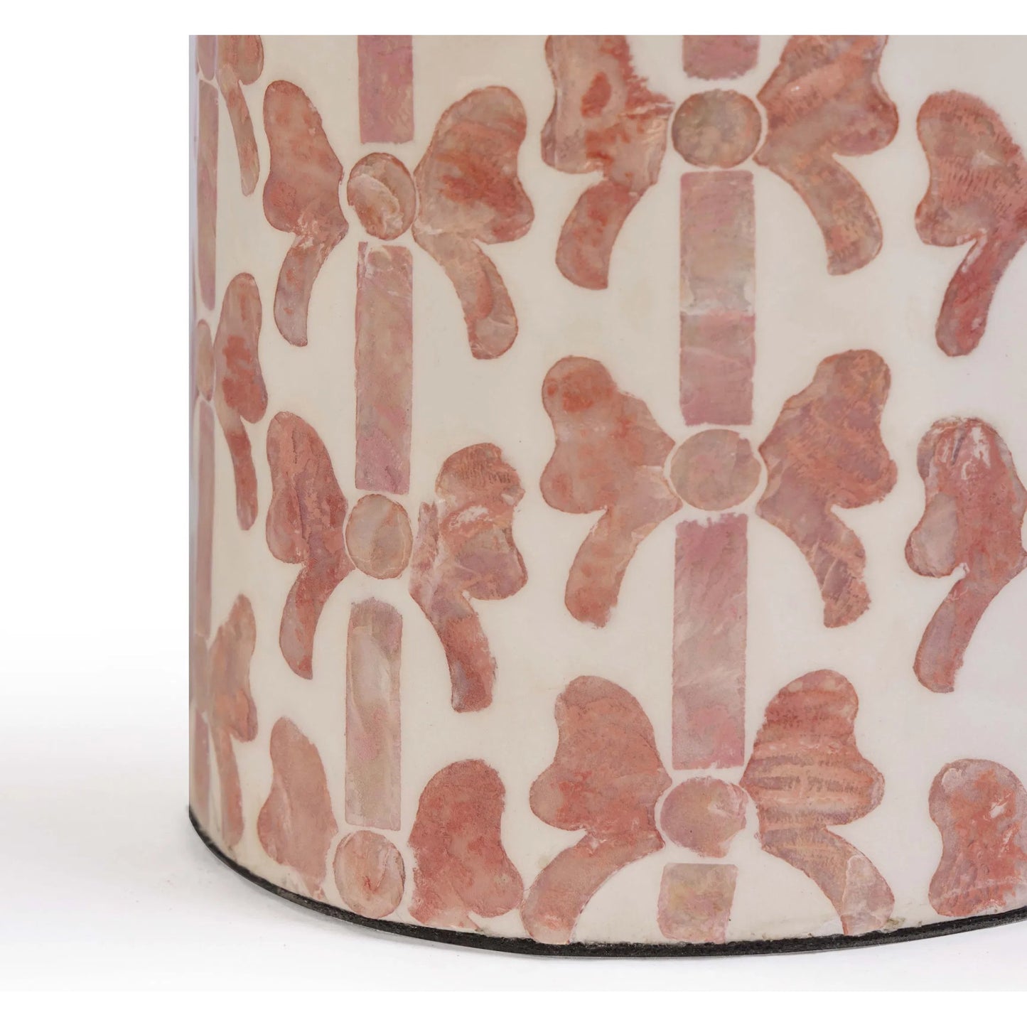 002 SI-2532665 | Closeup | Lassy Ribbon Capiz Table Lamp by TOV Furniture in pink. Made from fabric, mdf, metal, shell in a unique style.