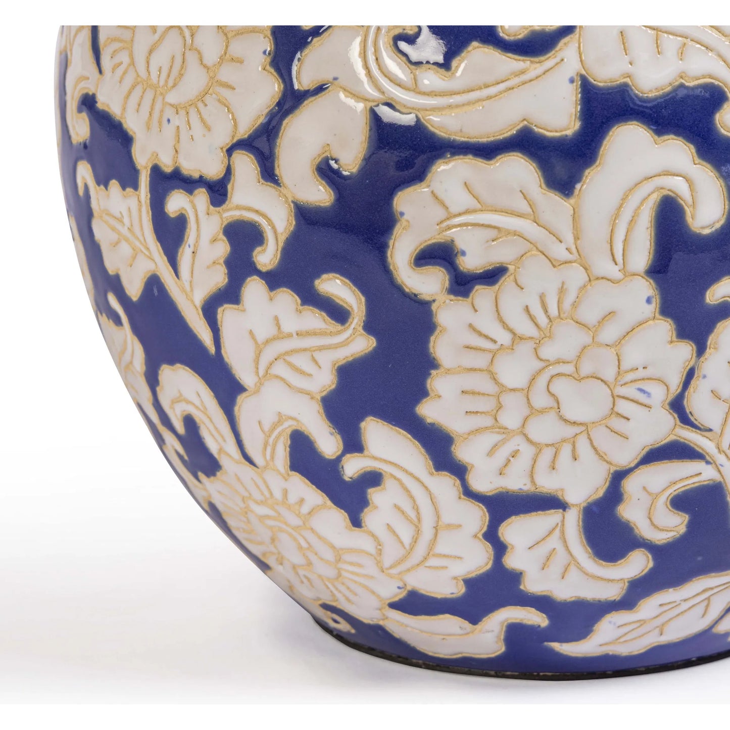 002 SI-2532638 | Closeup | Diana Table Lamp by TOV Furniture in blue, white. Made from ceramic, fabric, metal in a unique style.