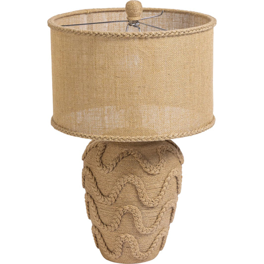 Baha Table Lamp by TOV Furniture in natural. Made from bamboo, burlap, jute, metal in a unique style.