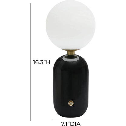 Liza Table Lamp by TOV Furniture in black. Made from glass, iron in a modern style.