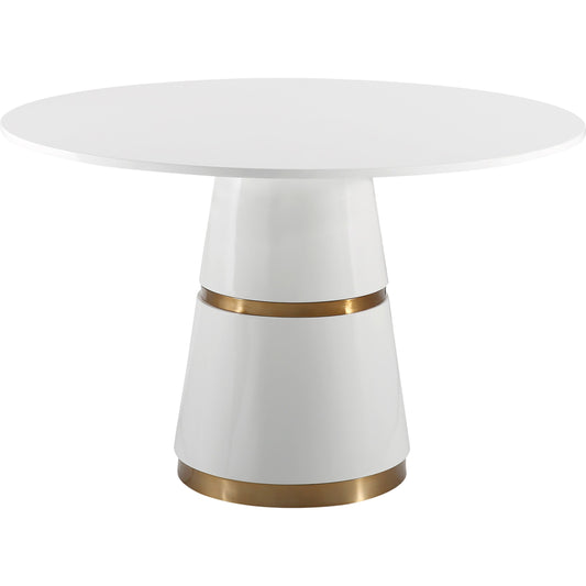 Rosa Dining Table by TOV Furniture in white, gold. Made from mdf, stainless steel in a modern style.
