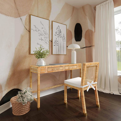 Amara Rattan Desk by TOV Furniture. Made from glass, rattan veneer, wood in a cottage & farmhouse style.