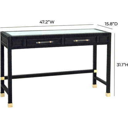 Amara Rattan Desk by TOV Furniture. Made from glass, rattan veneer, wood in a cottage & farmhouse style.
