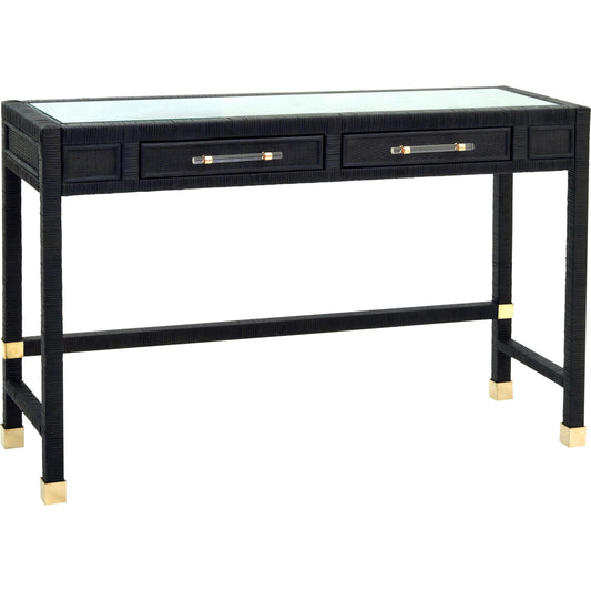 Amara Rattan Desk by TOV Furniture. Made from glass, rattan veneer, wood in a cottage & farmhouse style.