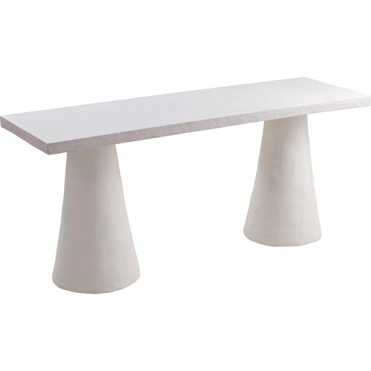 Dayana Plaster Desk by TOV Furniture in white. Made from concrete in a modern style.