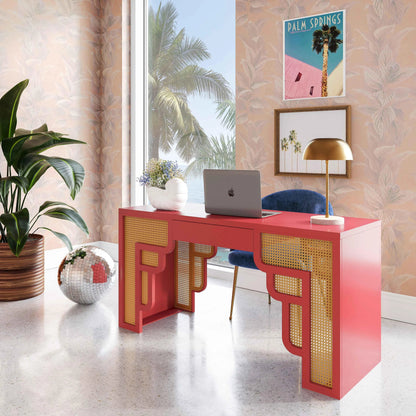 Suzie Executive Desk by TOV Furniture. Made from mdf, rattan in a modern style.