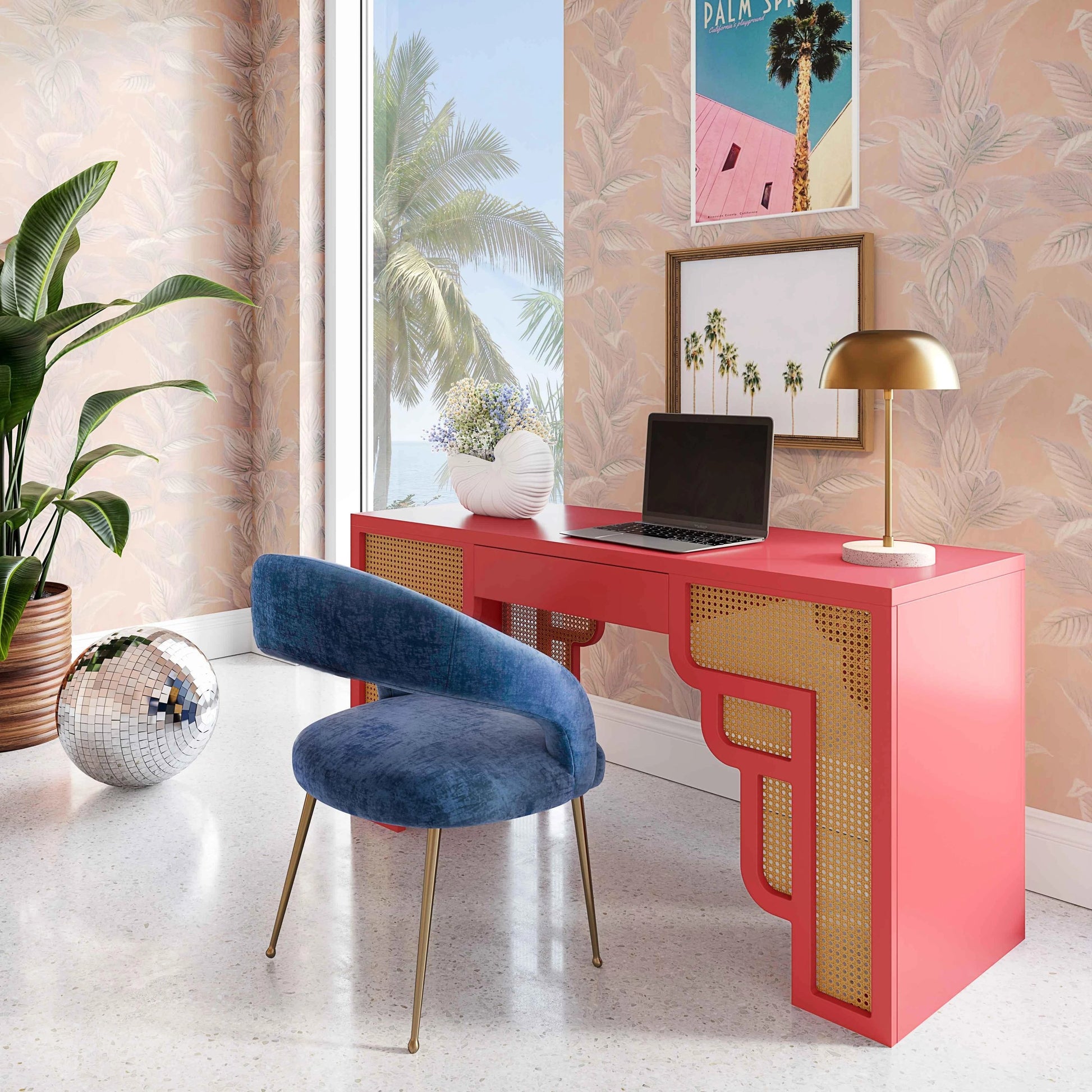 Suzie Executive Desk by TOV Furniture. Made from mdf, rattan in a modern style.