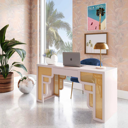 Suzie Executive Desk by TOV Furniture. Made from mdf, rattan in a modern style.