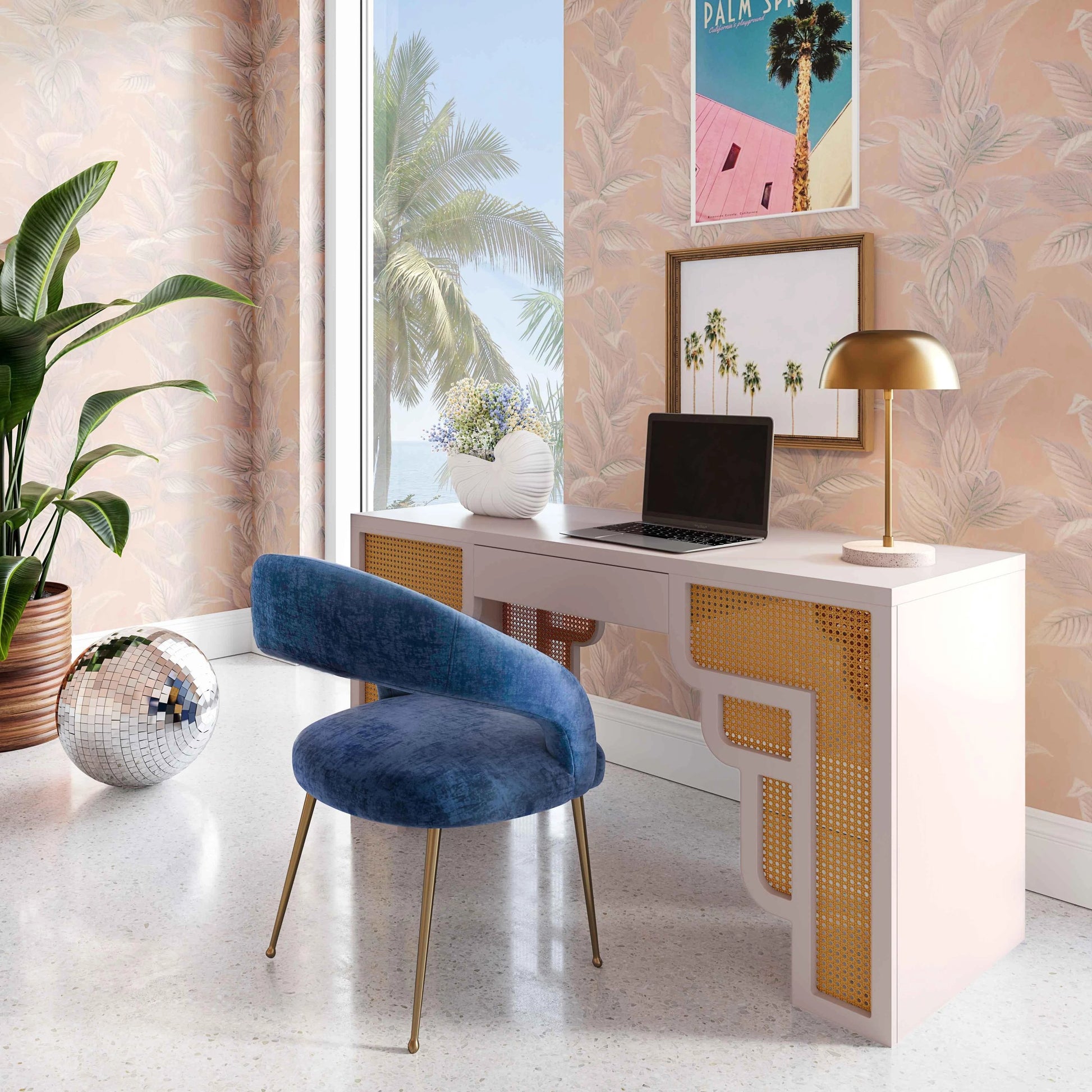 Suzie Executive Desk by TOV Furniture. Made from mdf, rattan in a modern style.