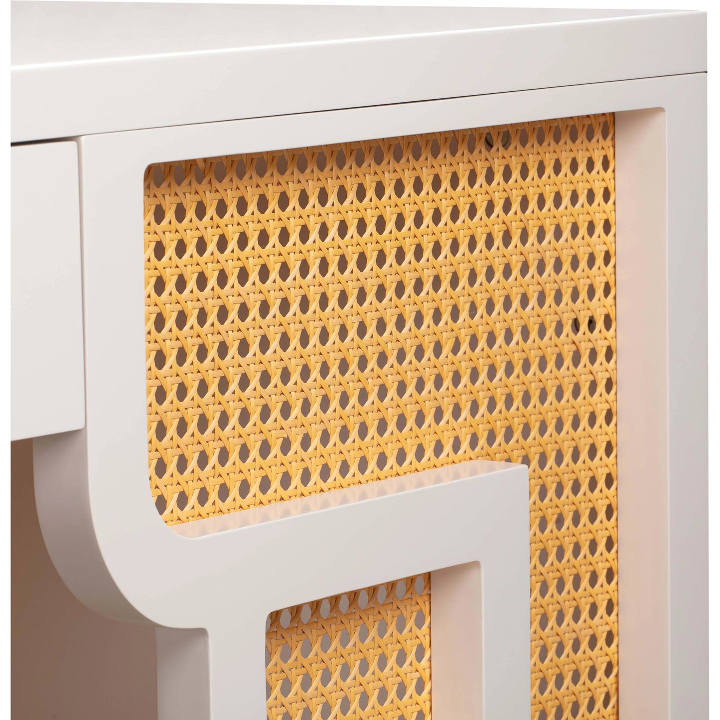 020 SI-1984246 | Closeup | Suzie Executive Desk by TOV Furniture. Made from mdf, rattan in a modern style.