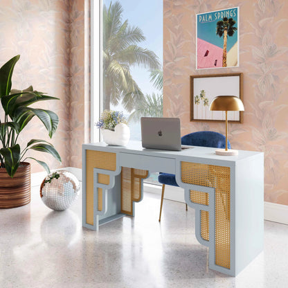 Suzie Executive Desk by TOV Furniture. Made from mdf, rattan in a modern style.