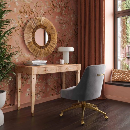 Brandyss Burl Work Desk by TOV Furniture. Made from acacia, mdf, plywood, veneer in a modern style.