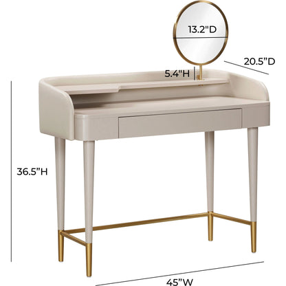 Penelope Vegan Leather Wrapped Vanity Desk by TOV Furniture. Made from acacia, iron, mdf in a modern style.