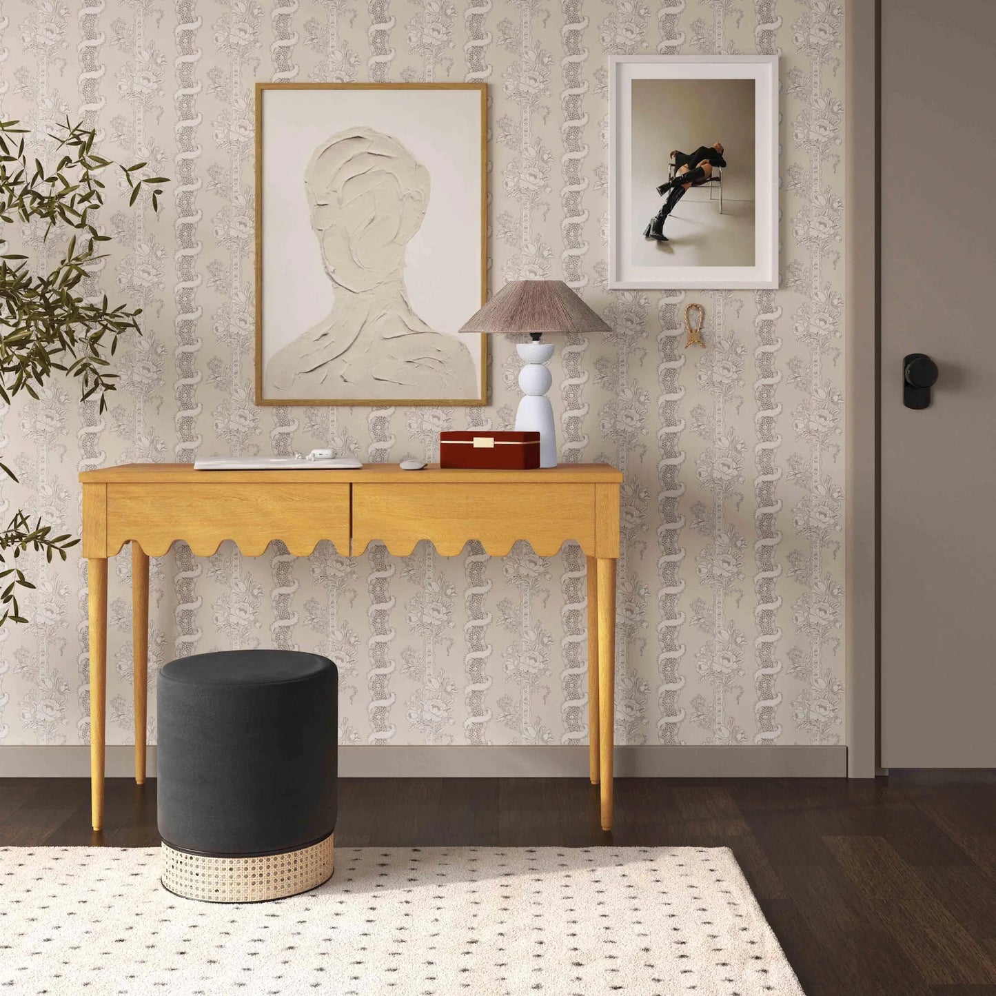 001 SI-2248400 | Lifestyle | Oodle 2-Drawer Desk by TOV Furniture in natural. Made from ash veneer, mdf, wood in a transitional style.