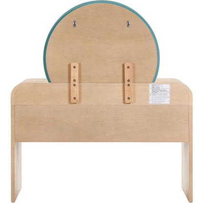 Moonrise 2-Drawer Vanity Desk by TOV Furniture in natural. Made from glass, mdf, veneer, wood in a transitional style.