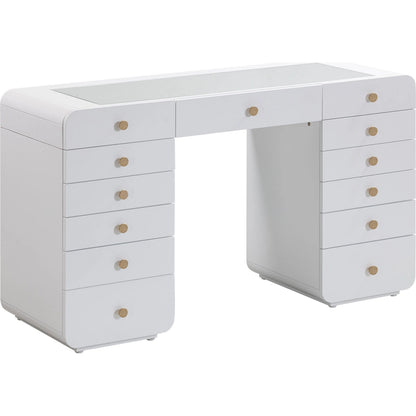 Hollywood Vanity Desk by TOV Furniture in white. Made from copper, mdf in a modern style.