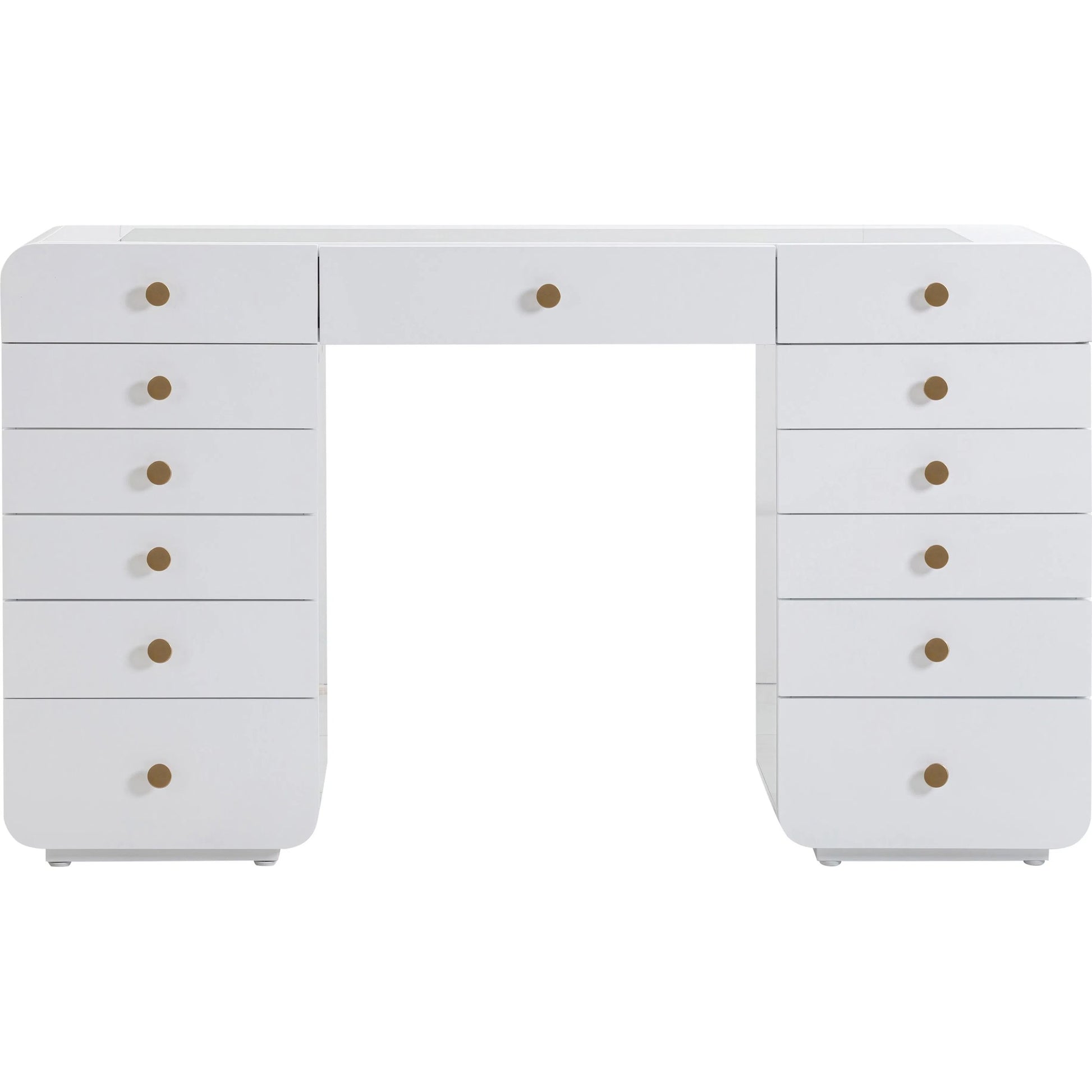 Hollywood Vanity Desk by TOV Furniture in white. Made from copper, mdf in a modern style.