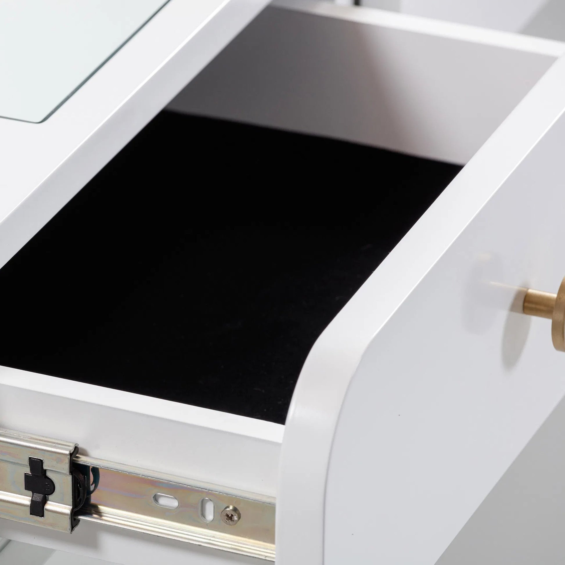 Hollywood Vanity Desk by TOV Furniture in white. Made from copper, mdf in a modern style.
