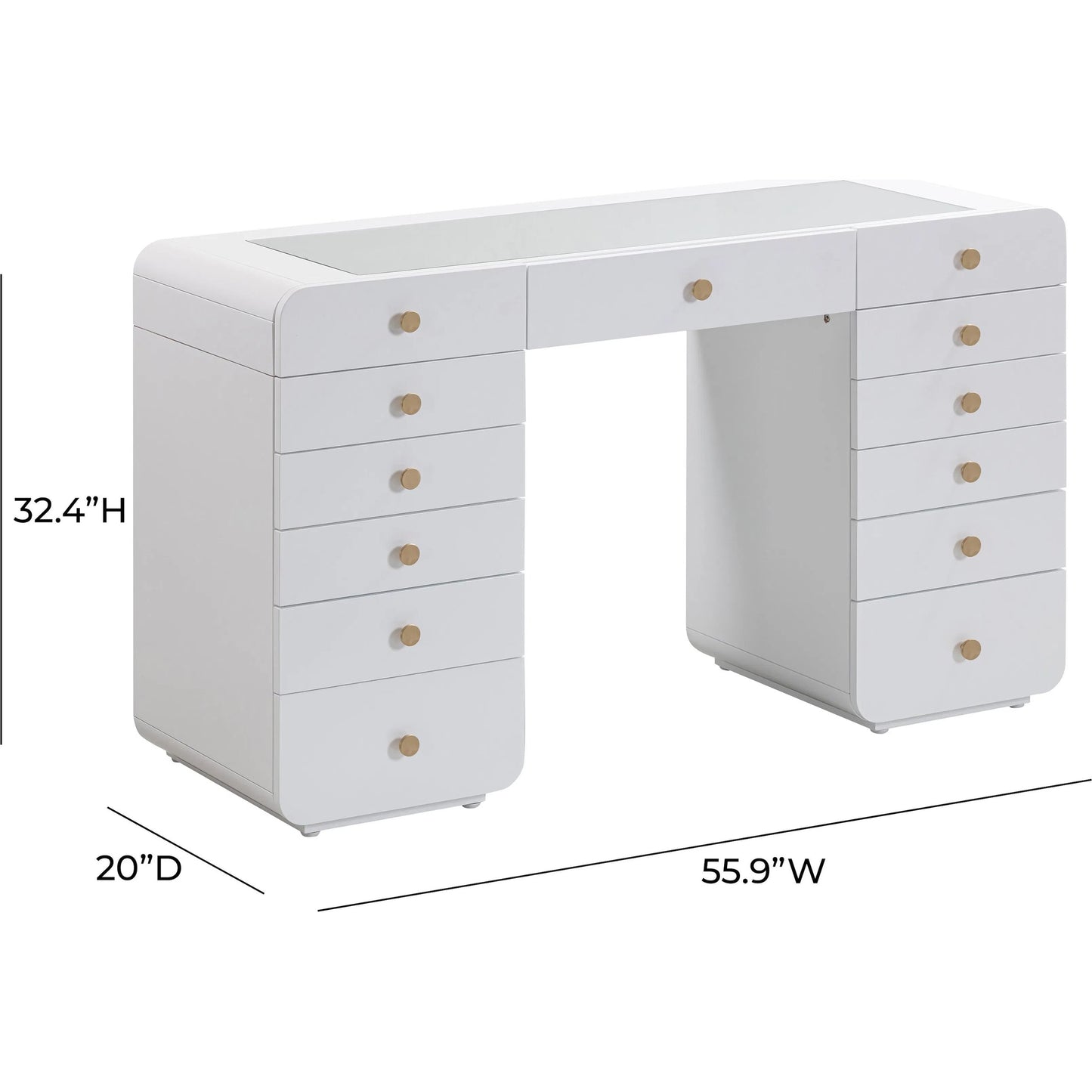 006 SI-2248281 | Additional Silo | Hollywood Vanity Desk by TOV Furniture in white. Made from copper, mdf in a modern style.