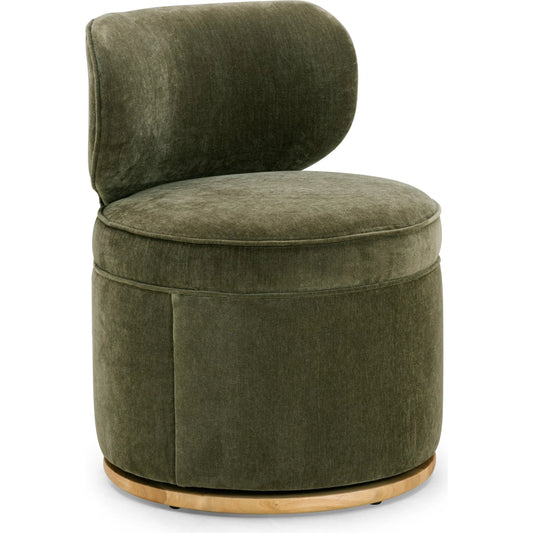 Amaya Upcycled Chenille Swivel Desk Chair by TOV Furniture in green. Made from plywood, recycled fabric, rubberwood in a eclectic & global style.