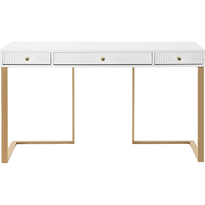 Janie Lacquer Desk by TOV Furniture in white. Made from mdf in a transitional style.