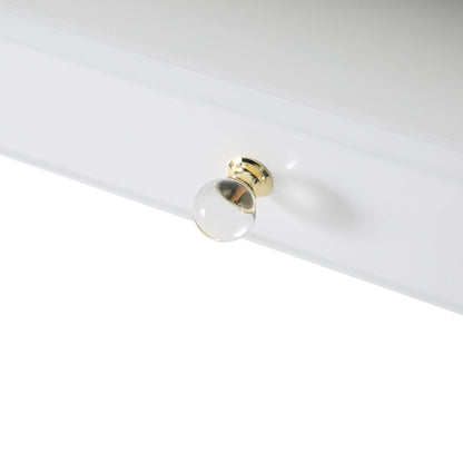 Janie Lacquer Desk by TOV Furniture in white. Made from mdf in a transitional style.