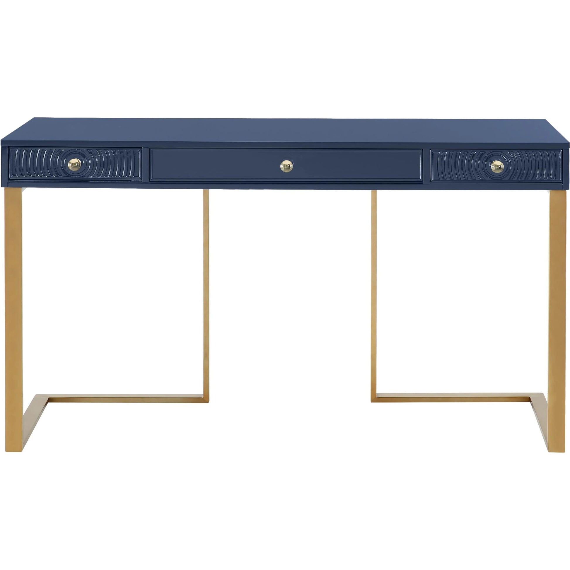 Janie Lacquer Desk by TOV Furniture in white. Made from mdf in a transitional style.
