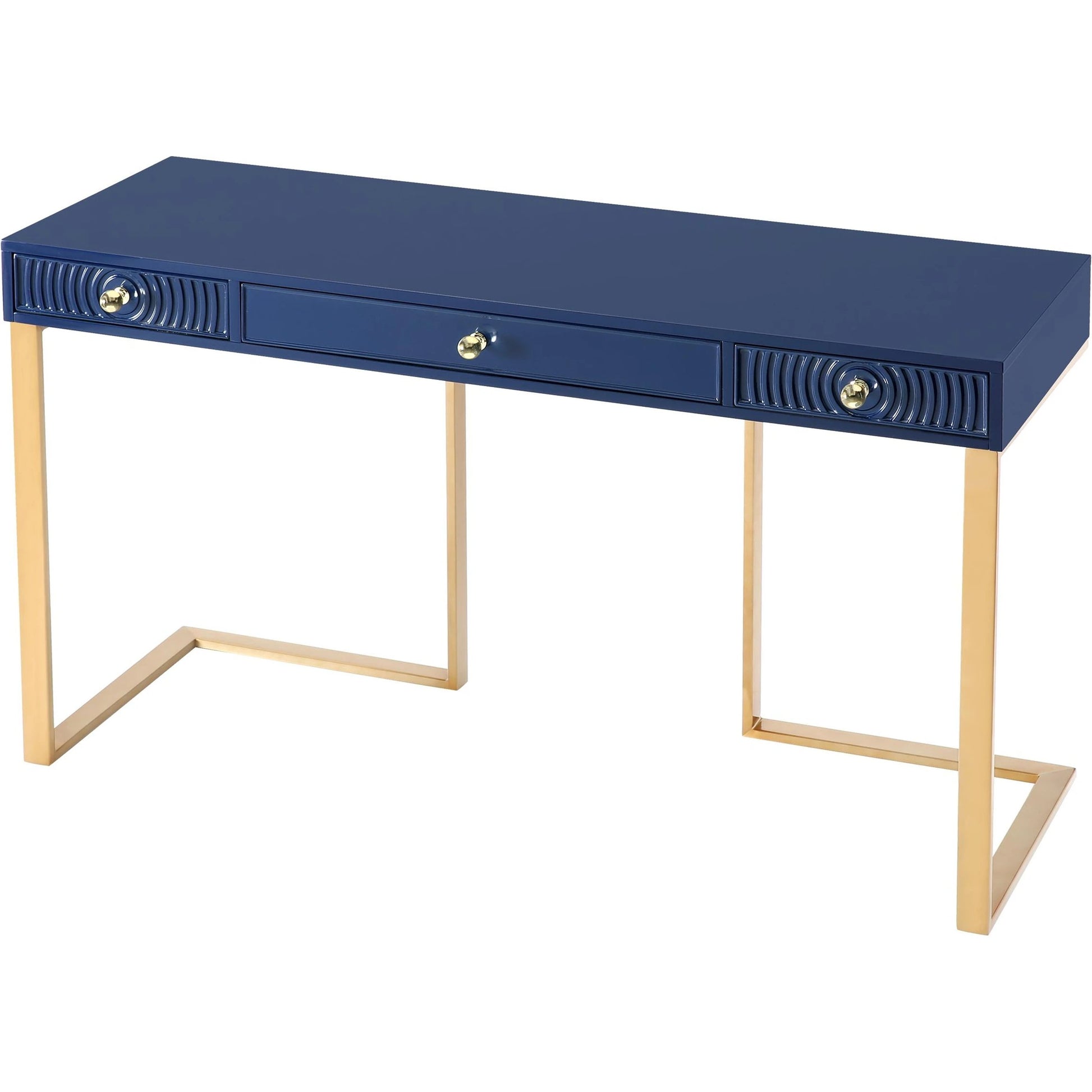 Janie Lacquer Desk by TOV Furniture in white. Made from mdf in a transitional style.