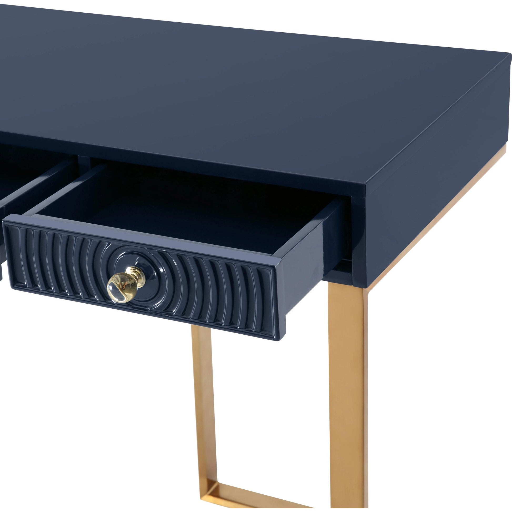 Janie Lacquer Desk by TOV Furniture in white. Made from mdf in a transitional style.