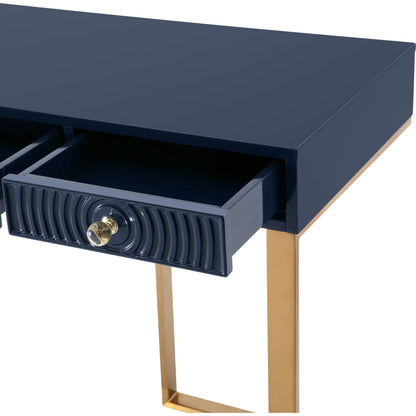 Janie Lacquer Desk by TOV Furniture in white. Made from mdf in a transitional style.