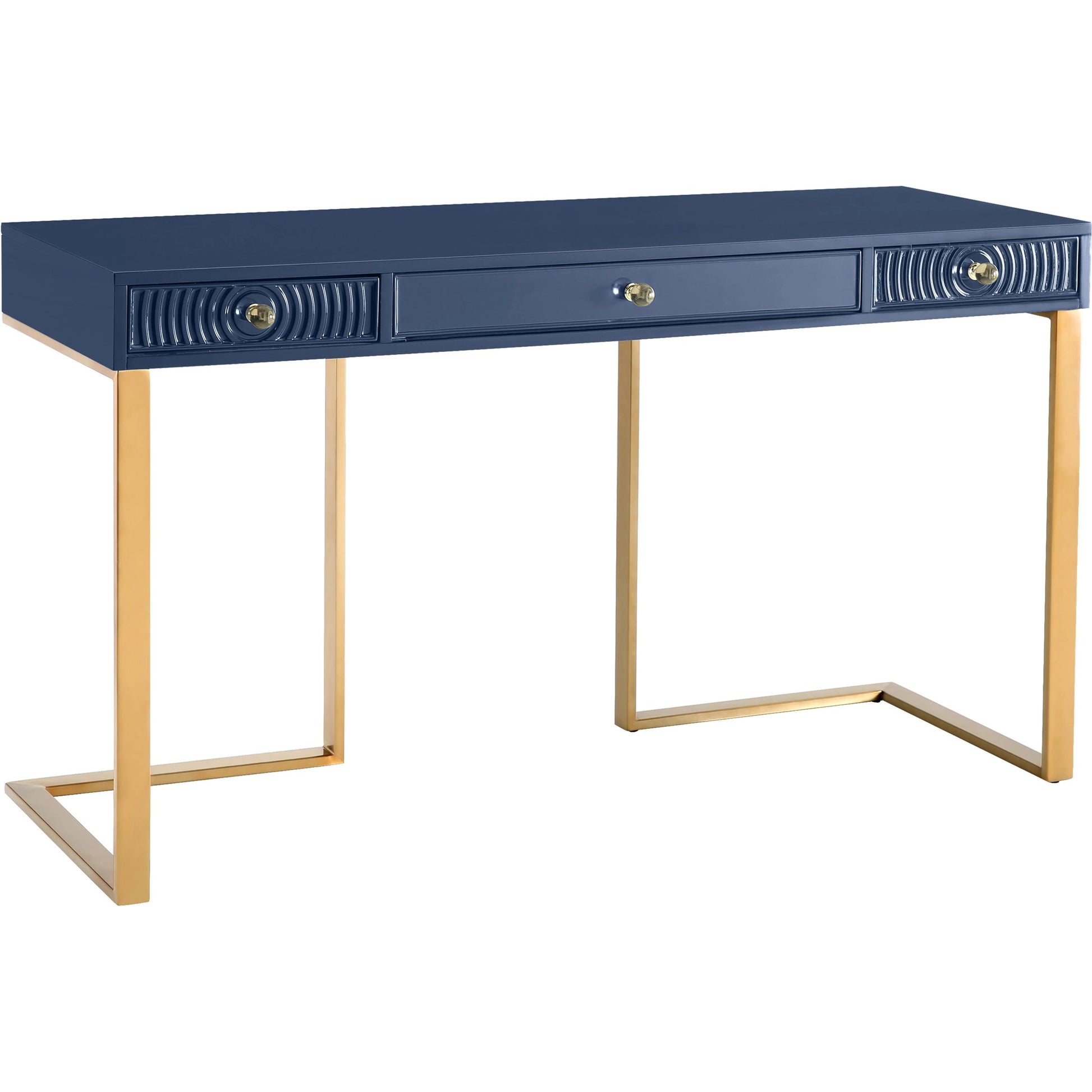 Janie Lacquer Desk by TOV Furniture in white. Made from mdf in a transitional style.
