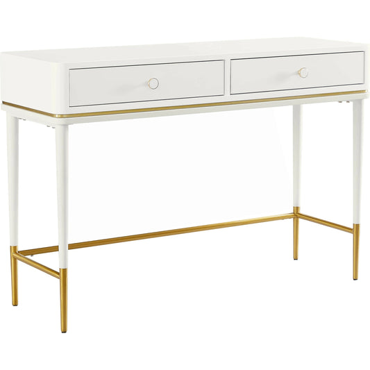 Mariah Two Drawer Desk by TOV Furniture. Made from mdf, stainless steel in a modern style.