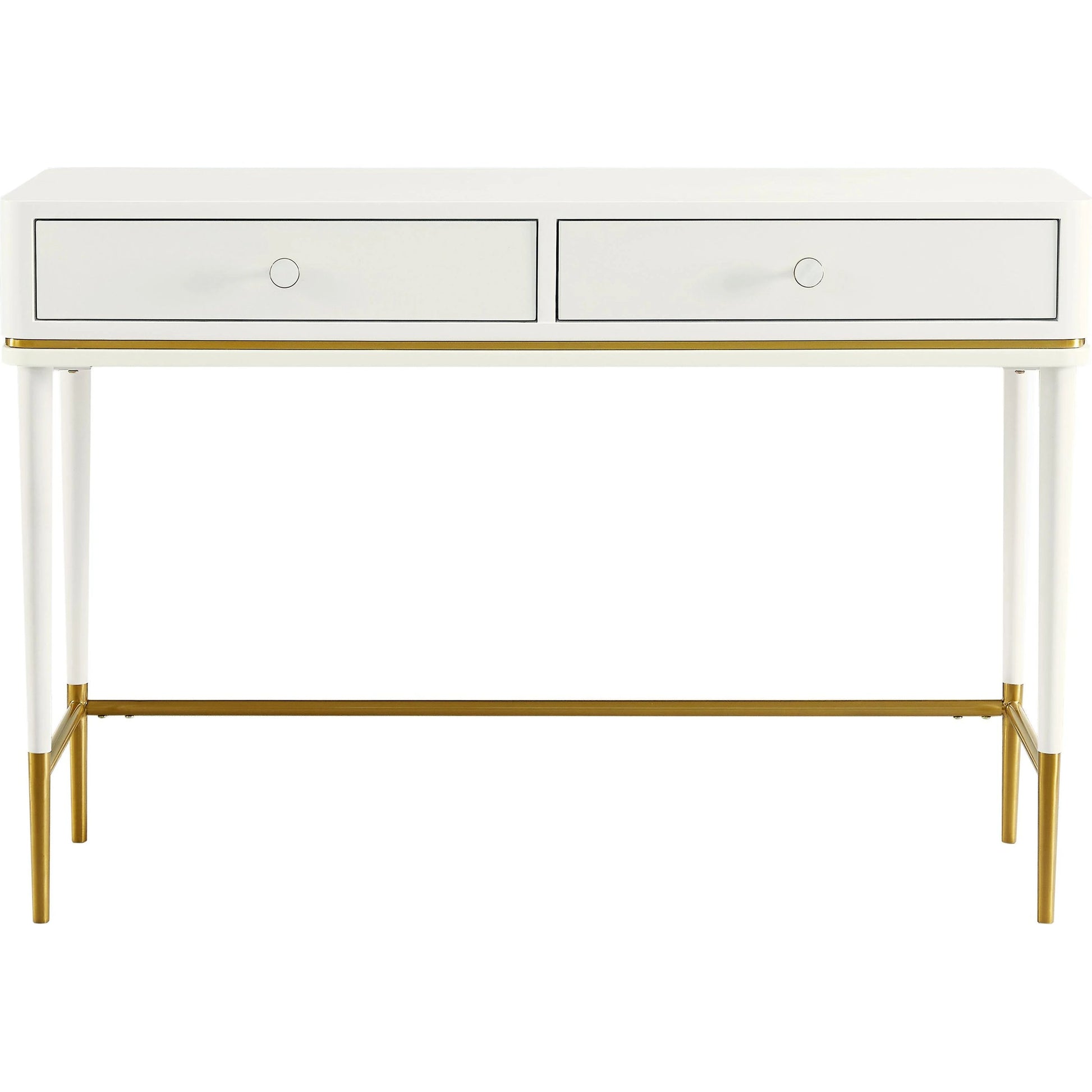 Mariah Two Drawer Desk by TOV Furniture. Made from mdf, stainless steel in a modern style.