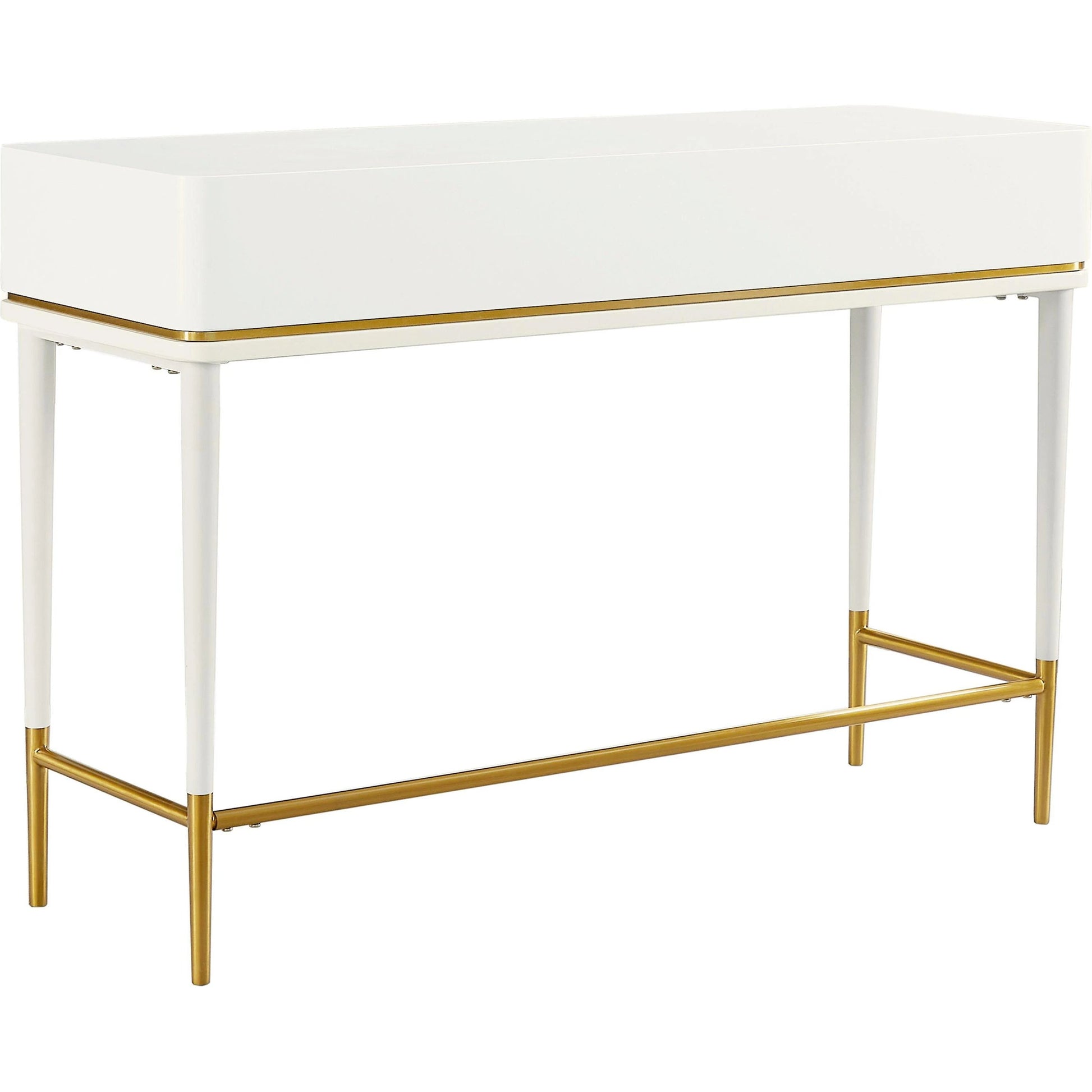 Mariah Two Drawer Desk by TOV Furniture. Made from mdf, stainless steel in a modern style.